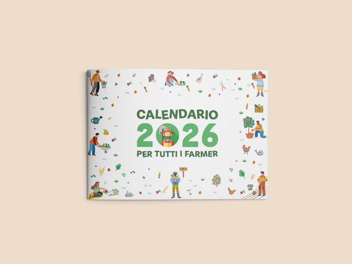 Copertina del calendario 2026 di Matt The Farmer, con illustrazioni di contadini al lavoro
